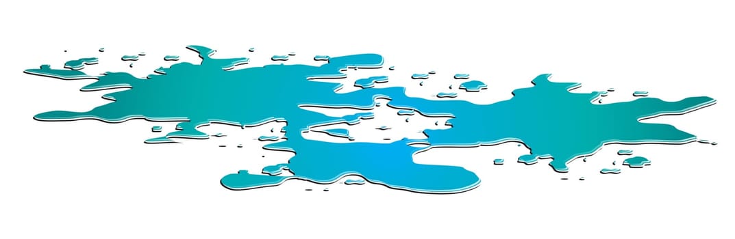 The puddle of water spill isolated over the white background