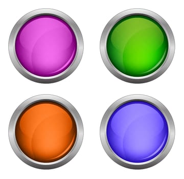 Set of isolated glossy vector web buttons. Beautiful internet buttons. Empty on white background.