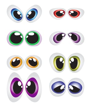 Vector cartoon eyes set isolated on white background