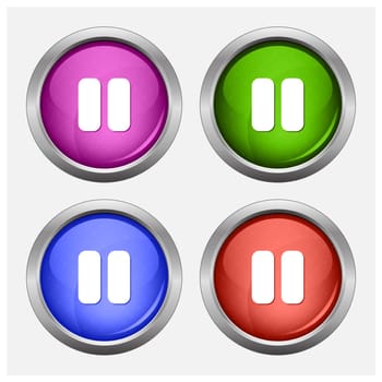 Set of isolated pause glossy vector web buttons. Beautiful internet buttons.
