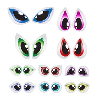 Vector cartoon eyes set isolated on white background