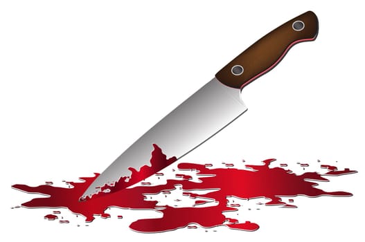 realistic bloody knife. Knife with blood vector illustration.