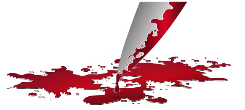 realistic bloody knife. Knife with blood vector illustration.