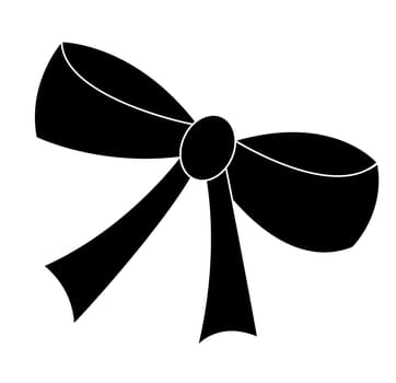 Silhouette of   ribbon bow isolated on white background. Vector illustration