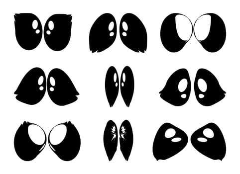 Vector cartoon eyes set isolated on white background