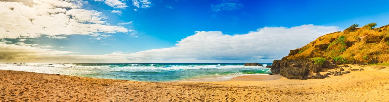 Gris-Gris beach at sunrise. Mauritius. Panorama