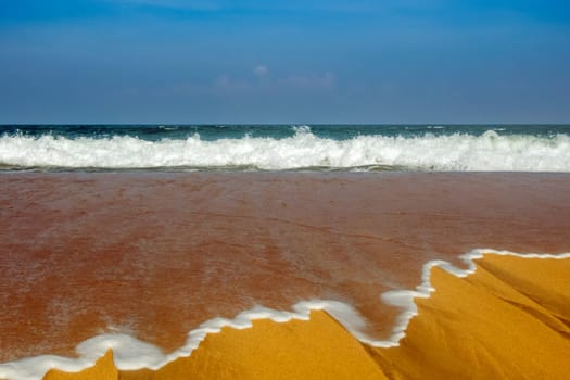 amazing beach and draws in the sand in Arugam bay, Sri lanka