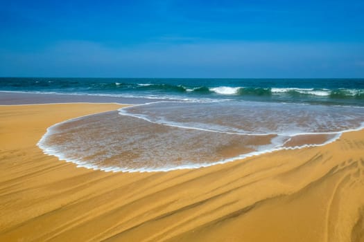 amazing beach and draws in the sand in Arugam bay, Sri lanka