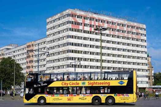 Tourists during a city tour in Berlin
