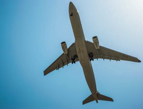 large jet aircraft on landing close to the airport