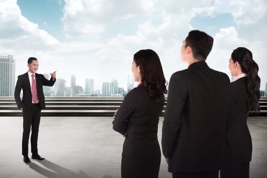 Manager give speech to other people. Business briefing conceptual