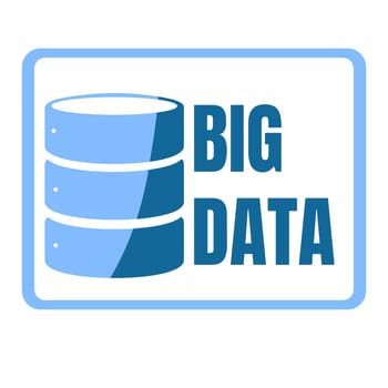 Big data logo machine algorithms minimalistic design. Science vector background illustration. Green and blue on dark black background.