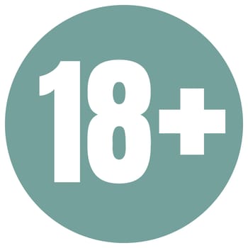 Limit age icon on blue background. Icons age limit from 18, vector flat illustration.