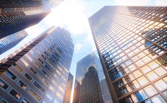 Conceptual image of buildings, perspective futuristic vision.