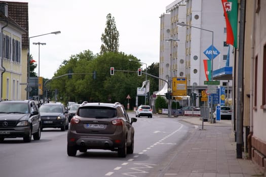 Dreieich,Germany - September 09,2017: Road traffic in front of the Aral petrol station in Darmstädter Straße on 09 September 2017 in Dreieich.