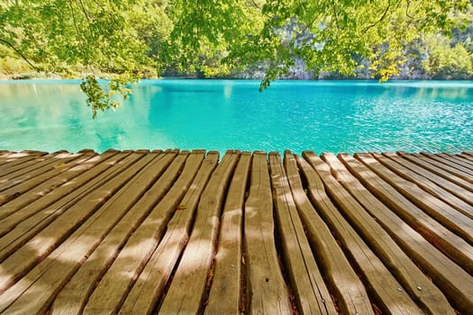 Old Wooden Pathway in Plitvice Lakes National Park, Croatia