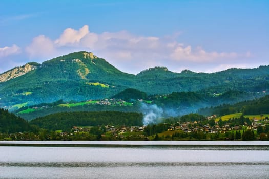 Settlement on the Bank of a Lake, Austria