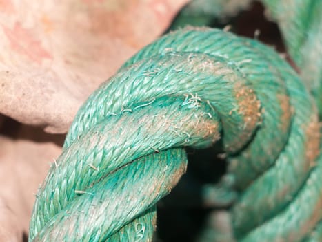 close up of green rope in dock yard  England  Essex
