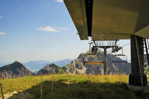Ski lift in the Tyrolean Alps in summer