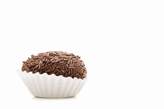 Portuguese Chocolate truffles on white background