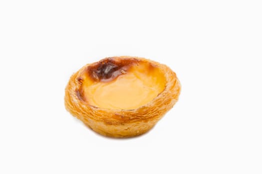 Egg Tarts or pasteis de nata isolated on white background. Typical portuguese sweet