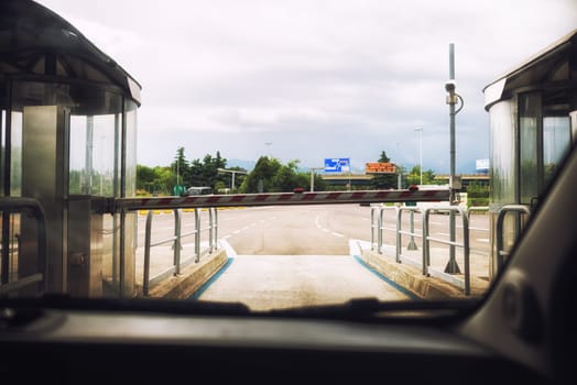 close up on gateway on the highway in italy