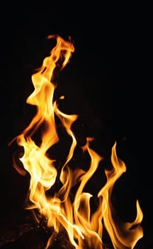 fire flames on black background or texture