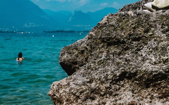 view of garda lake,italy,low visibility