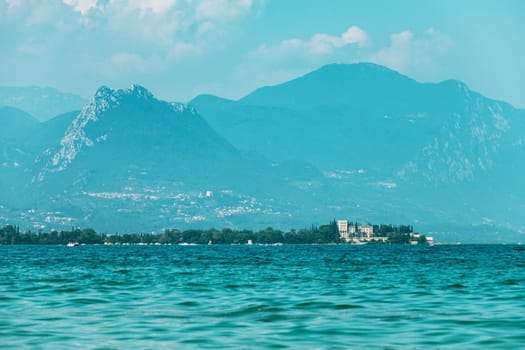 view on garda lake,italy,low visibility