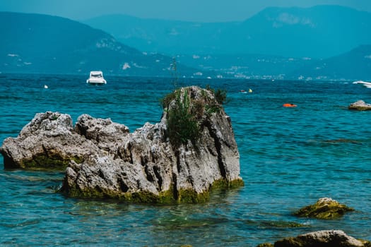 view of garda lake,italy,low visibility