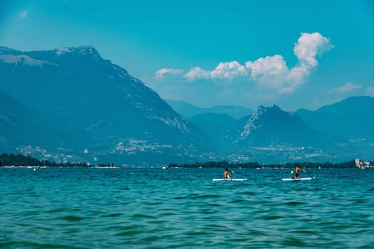 view on garda lake,italy,low visibility
