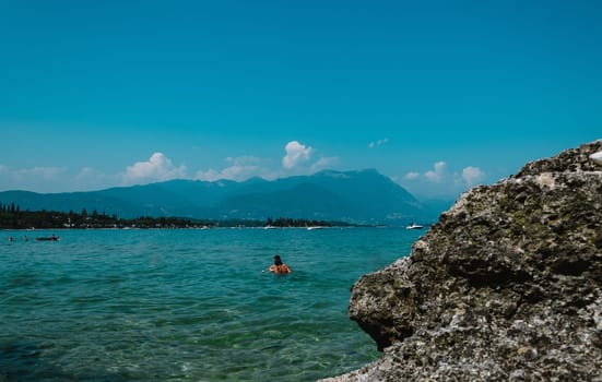 view of garda lake,italy,low visibility