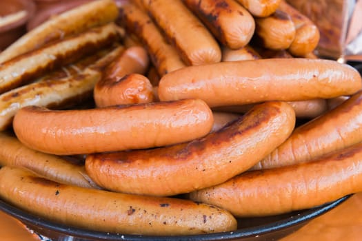 Delicious  grilled sausages ready to be eaten