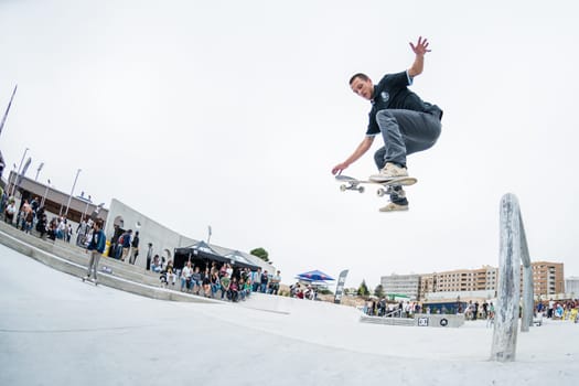 MAIA, PORTUGAL - SEPTEMBER 24, 2017: Jorge Simoes during the 4th Stage DC Skate Challenge by Moche.