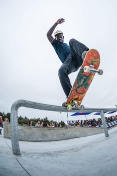 MAIA, PORTUGAL - SEPTEMBER 24, 2017: Zenildo Guilherme during the 4th Stage DC Skate Challenge by Moche.