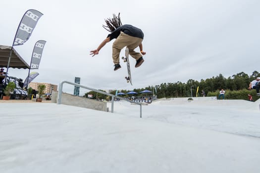 MAIA, PORTUGAL - SEPTEMBER 24, 2017: Matheus Freitas during the 4th Stage DC Skate Challenge by Moche.