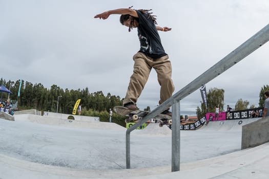 MAIA, PORTUGAL - SEPTEMBER 24, 2017: Matheus Freitas during the 4th Stage DC Skate Challenge by Moche.
