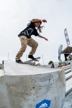 MAIA, PORTUGAL - SEPTEMBER 24, 2017: Matheus Freitas during the 4th Stage DC Skate Challenge by Moche.