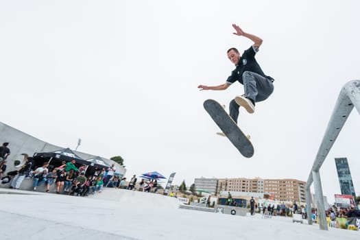 MAIA, PORTUGAL - SEPTEMBER 24, 2017: Jorge Simoes during the 4th Stage DC Skate Challenge by Moche.