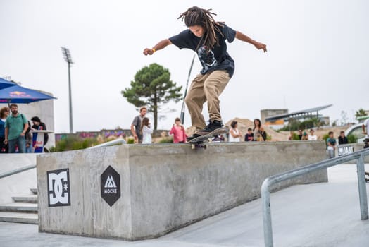 MAIA, PORTUGAL - SEPTEMBER 24, 2017: Matheus Freitas during the 4th Stage DC Skate Challenge by Moche.