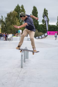 MAIA, PORTUGAL - SEPTEMBER 24, 2017: Unidentified skater during the 4th Stage DC Skate Challenge by Moche.