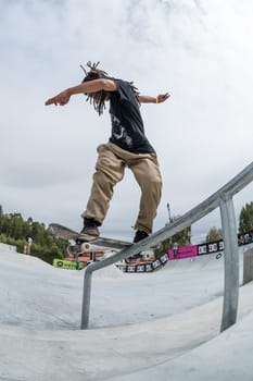 MAIA, PORTUGAL - SEPTEMBER 24, 2017: Matheus Freitas during the 4th Stage DC Skate Challenge by Moche.