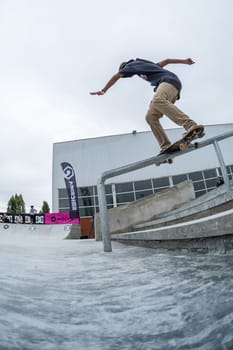 MAIA, PORTUGAL - SEPTEMBER 24, 2017: Unidentified skater during the 4th Stage DC Skate Challenge by Moche.