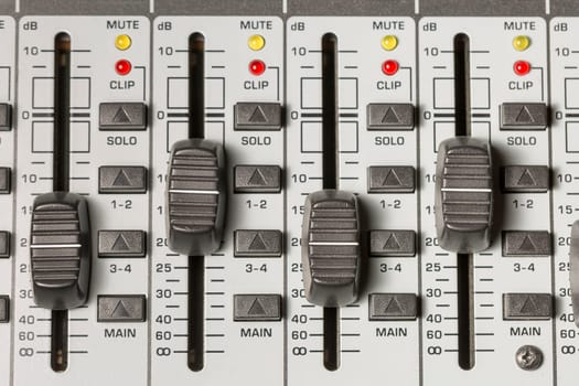 Mixing Table Switches close up macro.