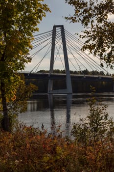 Bridge over the River in Umea, Sweden in Autumn.