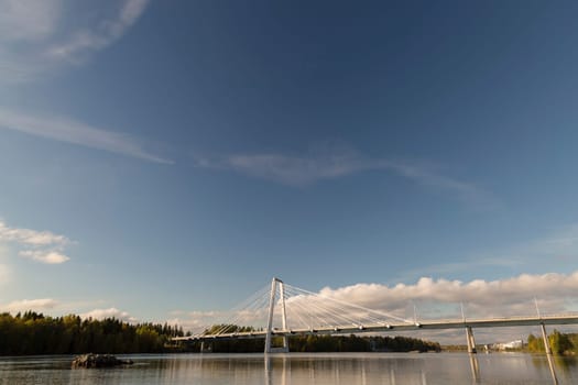 Bridge over the River in Umea, Sweden in Autumn.