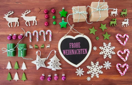 Rustic wooden background with Christmas decorations