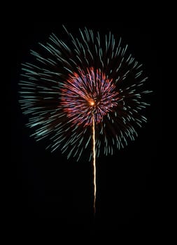 Colorful fireworks on night sky background