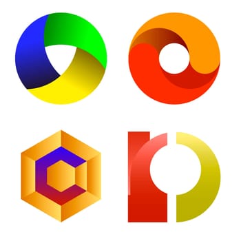 Set of Different Colored Icons Isolated on White Background. Colorful Letter Logo