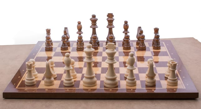 Chess board with chess pieces  on it
